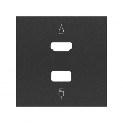 Simon 10001095-238 Накладка розетки HDMI + USB цвета черный матовый S100
