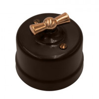 Bironi Выключатель 1-кл., пластик, цвет Коричневый, Медь, B1-200-22-C