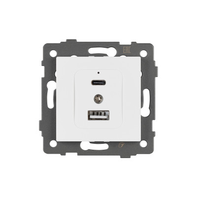 049839 - Механизм USB розетки SCT-MUAC-PL-WH-V (5V, 3A, QC4) (Arlight, -)