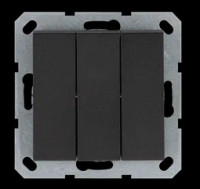 Выключатель трехклавишный 10A 250V~ с накладкой, цвет Антрацит , G3031B, Jasmart Electric