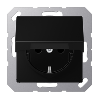 Розетка SCHUKO® 16A 250V с крышкой; термопласт; черный матовый, A1520BFKLSWM