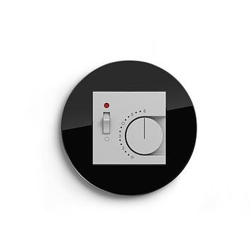 Gira Терморегулятор для теплого пола, глянцевый белый - черное стекло, серия Studio