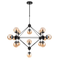 Arte Lamp BOLLA, Люстра, цвет арматуры - черный, цвет плафона/декора - ЯНТАРНЫЙ, 15х60W E14, A1664SP-15BK