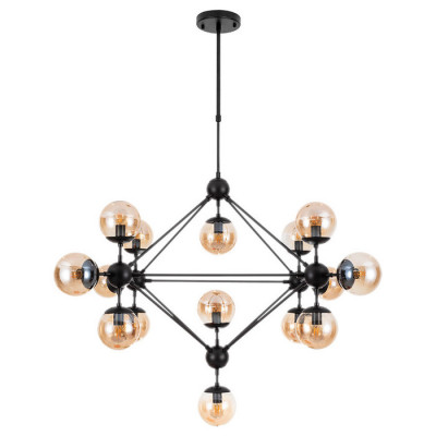 Arte Lamp BOLLA, Люстра, цвет арматуры - черный, цвет плафона/декора - ЯНТАРНЫЙ, 15х60W E14, A1664SP-15BK
