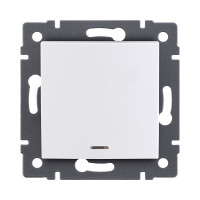 Выключатель 1-клавишный проходной 10А/250В с LED подсветкой, изогнутый, белый Kollinger REA-R-004WH для Aspekt, Eleganz, Reflex Выключатель 1-клавишный проходной 10А/250В с LED подсветкой, изогнутый, белый Kollinger REA-R-004WH для Aspekt, Eleganz, Reflex