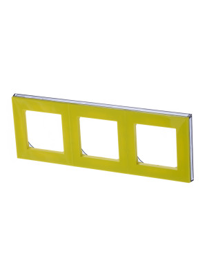 ABB EPJ Levit жёлтый / дымчатый чёрный Рамка 3 поста