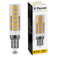 Лампа светодиодная, (7W) 230V E14 2700K JCD, LB-433, Feron 25898