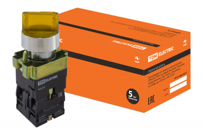 Переключатель BK 2565 2 положения желтый 1з+1р TDM Electric, SQ0703-0016