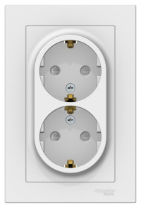 ATN000126 - ATLASDESIGN РОЗЕТКА двойная с заземлением со шторками, 16А, в сборе, БЕЛЫЙ, Systeme Electric