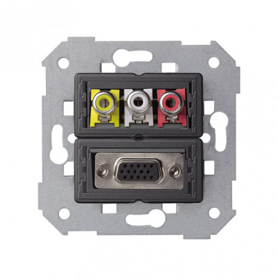 Simon 82 Detail Коннектор VGA HD15, мама + 3RCA, 7500092-039