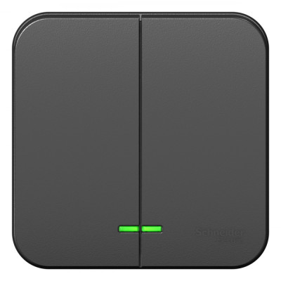 BLANCA О/У 2-клавишный ВЫКЛЮЧАТЕЛЬ (cх.5) с подсв.ИЗОЛ.ПЛ,10А,250B,АНТРАЦИТ