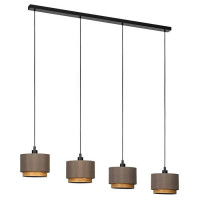 390121 Люстра MARCHENA, 4X40W (E27), сталь, черный / текстиль, дерево, капучино, коричневый