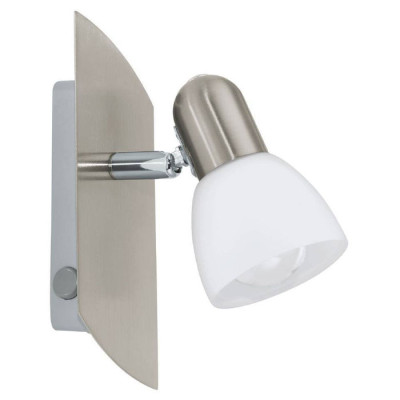 90982 Спот ENEA, 1X40W (E14), L190, сталь, никель мат./сатиновое стекло, белый