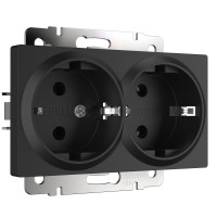 Werkel W1172008/ Розетка двойная с заземлением (черный матовый), a051623