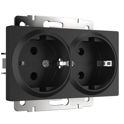 Werkel W1172008/ Розетка двойная с заземлением (черный матовый), a051623