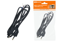 Шнур с плоской вилкой с вырезом ШУ04 ШВВП 2х0,75мм2 1,7 м. черный TDM Electric, SQ1305-0032