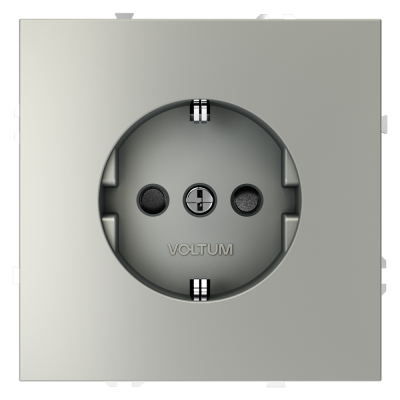 Розетка встраиваемая VOLTUM S70 с заземлением и защитными шторками, 16А, (сталь), VLS040205