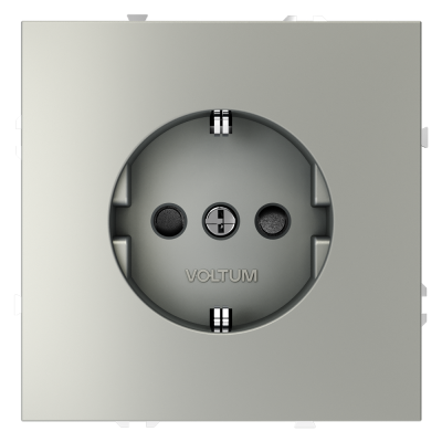 Розетка встраиваемая VOLTUM S70 с заземлением и защитными шторками, 16А, (сталь), VLS040205