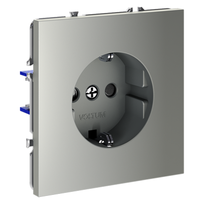 Розетка встраиваемая VOLTUM S70 с заземлением и защитными шторками, 16А, (сталь), VLS040205
