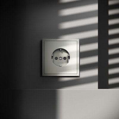 Розетка встраиваемая VOLTUM S70 с заземлением и защитными шторками, 16А, (сталь), VLS040205