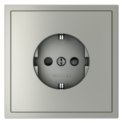 Розетка встраиваемая VOLTUM S70 с заземлением и защитными шторками, 16А, (сталь), VLS040205