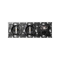 Simon 10010303-039 Кит 3 поста, мех-мы. 2 розетки Schuko + 1 розетка TV одиночная + 1 розетка RJ45 Cat.6 + суппорт S100