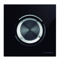 ABB Выключатель 1-клавишный, вставка - черное стекло, рамка - черное стекло, серия Sky