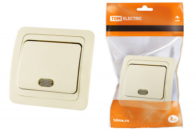 Выключатель 1-кл. с подсветкой 10А сл. кость "Валдай" TDM Electric, SQ1804-0104