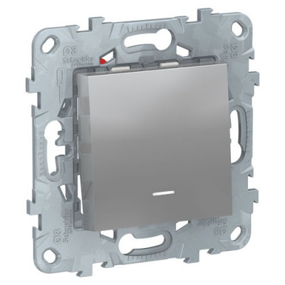 NU520530N - SE UNICA NEW ПЕРЕКЛЮЧАТЕЛЬ 1-клавишный, перекрестный, с подсветкой,сх.7а, АЛЮМИНИЙ, Schneider Electric