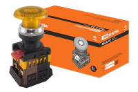 Кнопка AELA-22 "Грибок" желтый d22мм неон/230В 1з+1р TDM Electric, SQ0704-0034