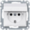 SM Розетка со шторк. и крышкой 2К+З 16А 250В~, полярно-бел.