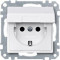 SM Розетка со шторк. и крышкой 2К+З 16А 250В~, полярно-бел.
