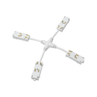 Denkirs TR2116-WH Гибкий Х-образный, электрический коннектор трека SMART, белый