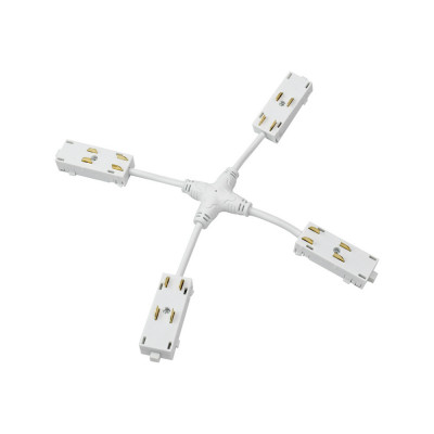 Denkirs TR2116-WH Гибкий Х-образный, электрический коннектор трека SMART, белый