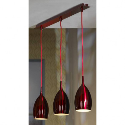 LUSSOLE COLLINA Подвесной светильник, цвет основания - красный, плафон - металл (цвет - красный), 3x40W E14, LSQ-0716-03