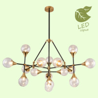 LUSSOLE HARTWELL Люстра потолочная, цвет основания - бронзовый, плафон - стекло (цвет - прозрачный), 16x5W G9, GRLSP-8204