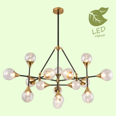 LUSSOLE HARTWELL Люстра потолочная, цвет основания - бронзовый, плафон - стекло (цвет - прозрачный), 16x5W G9, GRLSP-8204