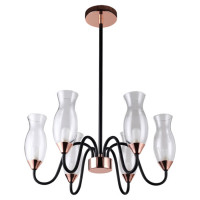 LUSSOLE MANITOBA Люстра потолочная, цвет основания - черный, плафон - стекло (цвет - прозрачный), 6x5W G9, GRLSP-8291