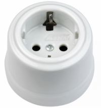 Fontini Garby Розетка 2К+З 16А 250В~ со шторками, белый фарфор