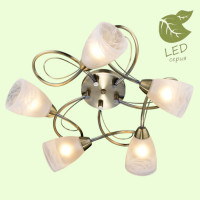LUSSOLE ROGERS Люстра потолочная, цвет основания - бронзовый, плафон - стекло (цвет - белый), 5x6W E14, GRLSP-0188