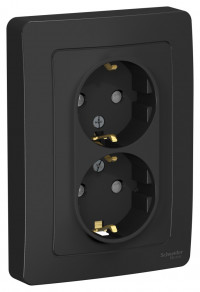BLANCA С/У РОЗЕТКА двойная с заземлением со шторк., 16А, 250В, АНТРАЦИТ BLANCA С/У РОЗЕТКА двойная с заземлением со шторк., 16А, 250В, АНТРАЦИТ