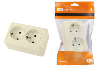 Розетка двойная 2П+3 открытой установки IP20 16А 250В (керамика) сл. кость "Ладога" TDM Electric, SQ1801-0213 Розетка двойная 2П+3 открытой установки IP20 16А 250В (керамика) сл. кость "Ладога" TDM Electric, SQ1801-0213