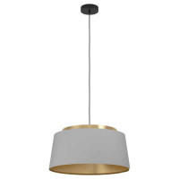 390173 Люстра ALMERIMAR, 3X40W (E27), ?545, сталь, черный, матовая латунь / текстиль, серый, латунь