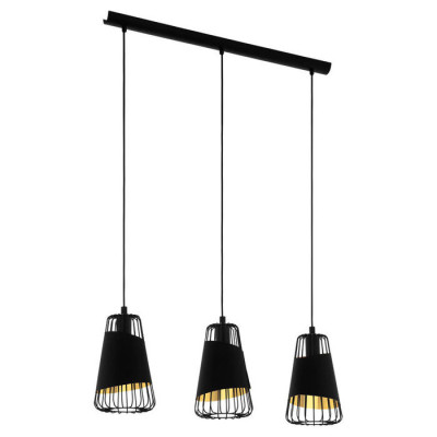 49448 Подвес AUSTELL, 3х60W (E27), L765, B165, H1100, сталь, черный/текстиль, черный, золотой