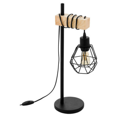 43136 Настольная лампа TOWNSHEND 5, 1х60W (E27), L220, H500, сталь, дерево, черный, коричневый