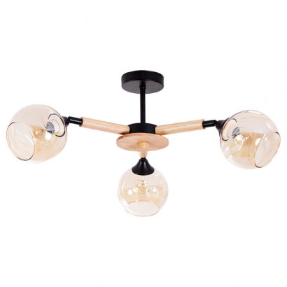 Arte Lamp BRANSON, Светильник потолочный, цвет арматуры - коричневый, цвет плафона/декора - янтарный, 3x60W E27, A4370PL-3BR