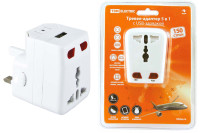 Тревел-адаптер 100-250В 3A (5 в 1) c USB-зарядкой 1000мА белый TDM Electric, SQ1806-0044 Тревел-адаптер 100-250В 3A (5 в 1) c USB-зарядкой 1000мА белый TDM Electric, SQ1806-0044