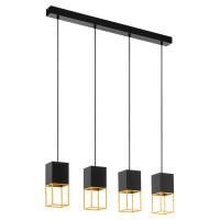 97734 Светодиод. подвес MONTEBALDO, 4х5W (GU10), 4х400lm, L850, B100, H1100, сталь, черный, золотой