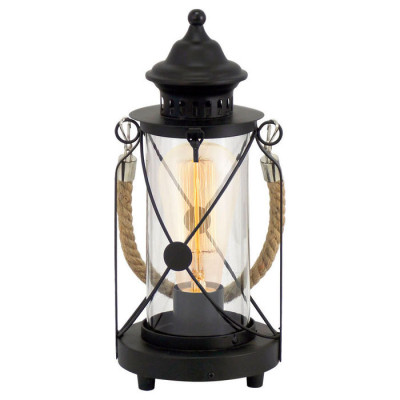 49283 Настольная лампа BRADFORD, 1x60W (E27), ?140, H330, сталь, черный/стекло