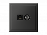 Systeme Electric ArtGallery совмещенная розетка RJ45+TV разъем в одиночной рамке, цвет базальт Systeme Electric ArtGallery совмещенная розетка RJ45+TV разъем в одиночной рамке, цвет базальт